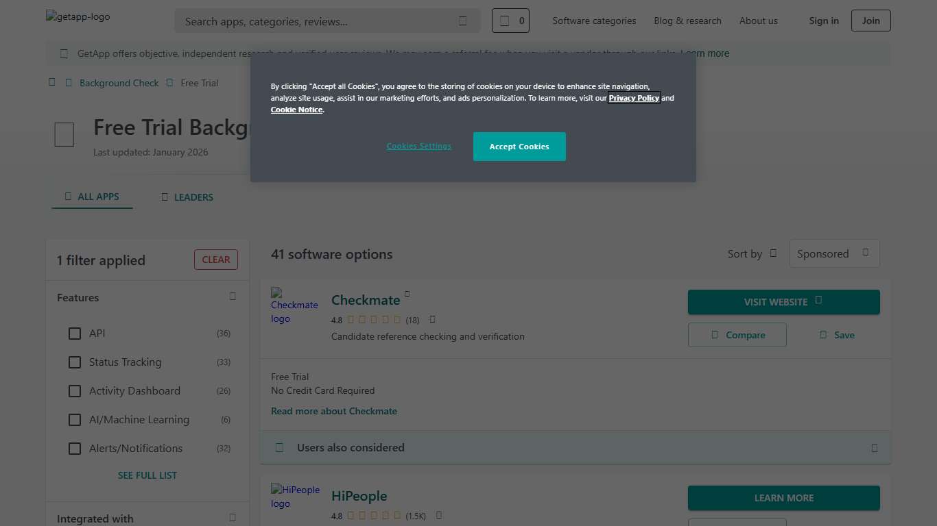 Best Free Trial Background Check 2026 GetApp